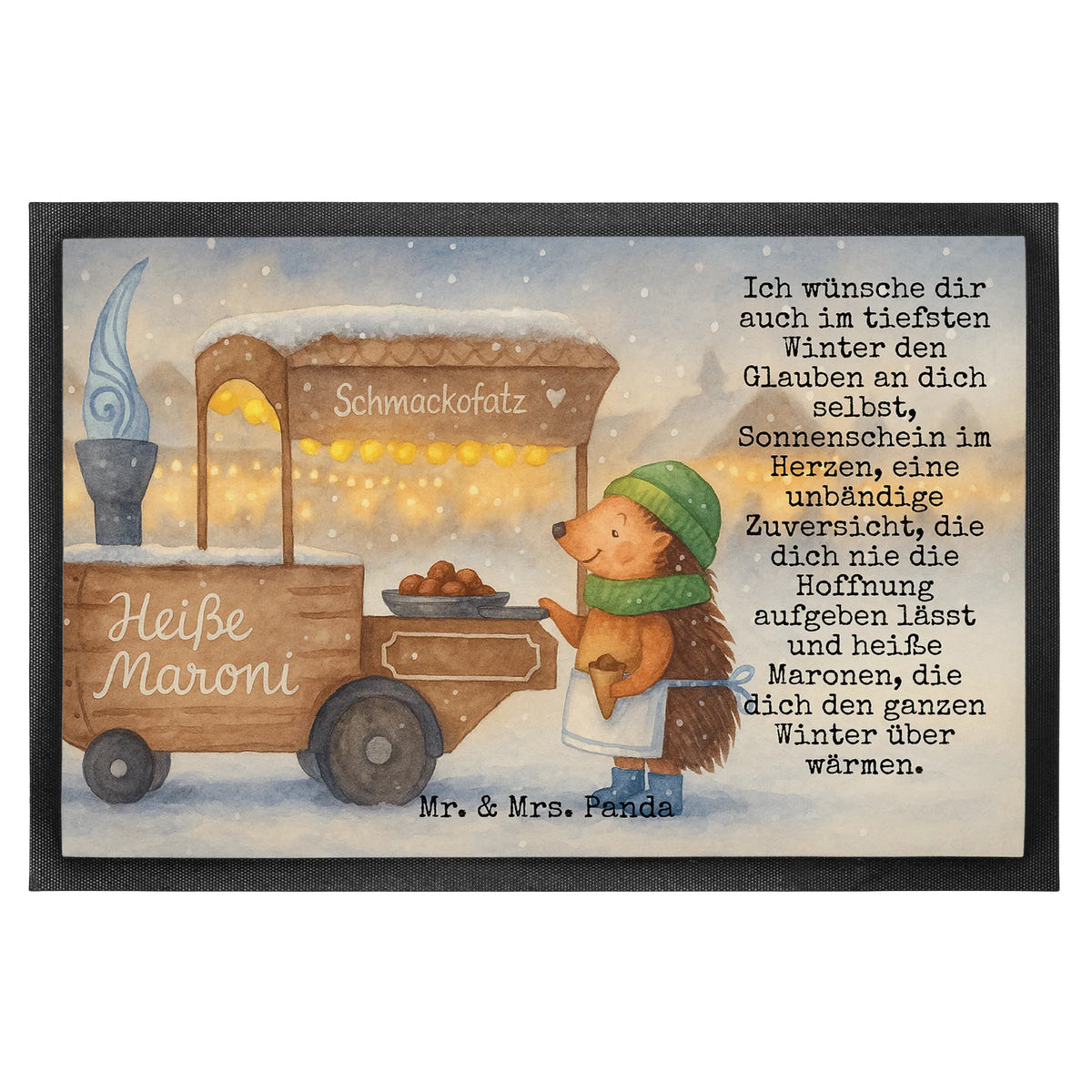 Doormat hedgehog Chestnuts Design snow, Christmas time