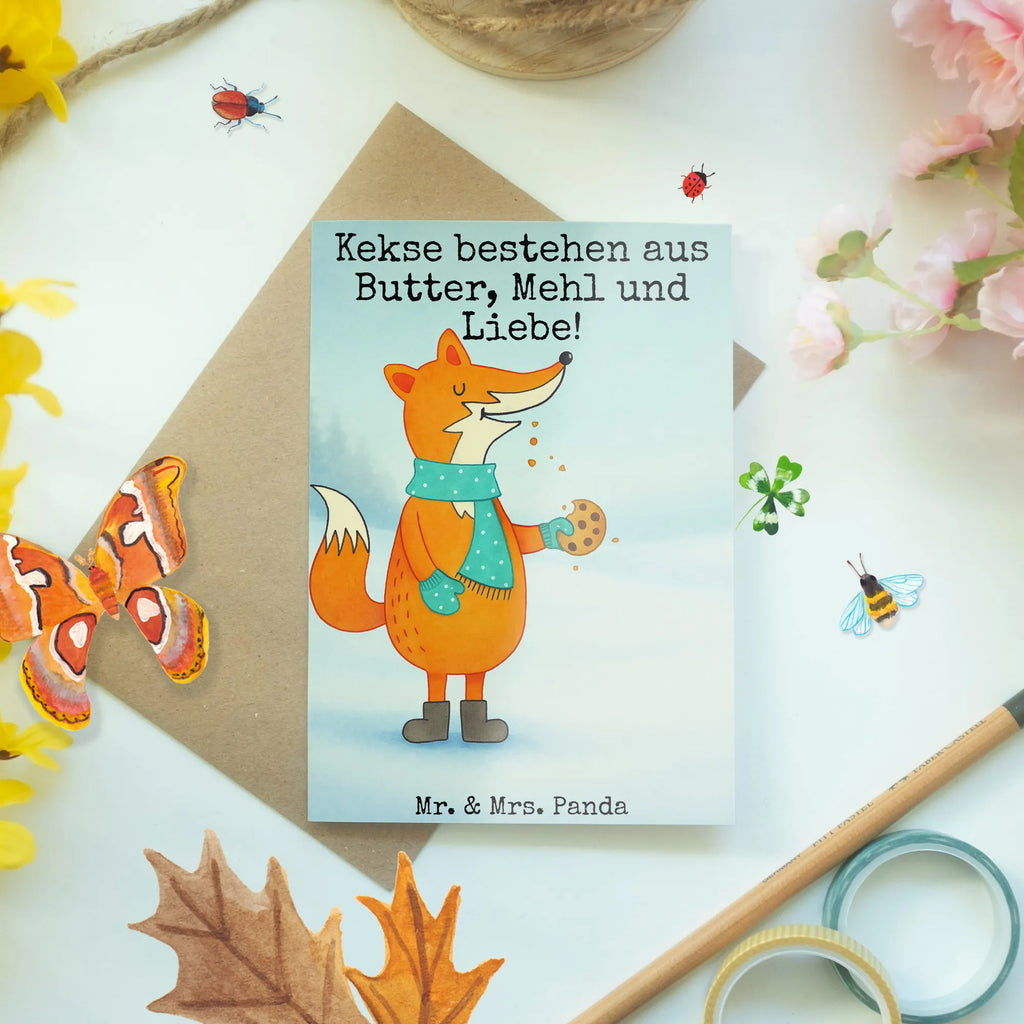 Greetings card Fox biscuit Design invitation card, folding card, greeting card, wedding card, birthday card, fox, foxes, forest wildlife, clever as a fox, animal lover, love, cookies, baking saying, winter, christmas present, christmas time, kitchen decoration