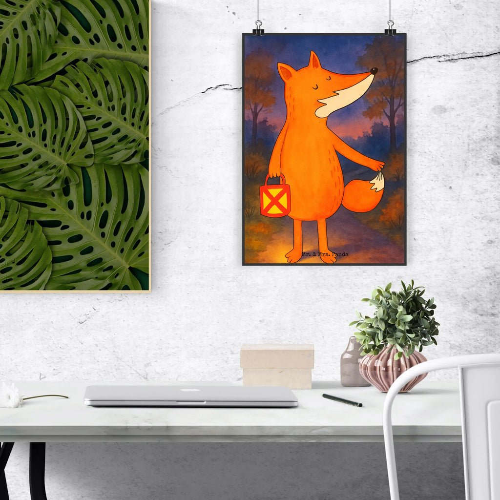 Poster Fuchs Laterne Design Kinderposter, Küchenposter, Wanddekoration, Posterdruck, Raumdekoration, Wanddeko Bild, Kunstdruck, Wandposter, Mr. & Mrs. Panda Poster, Handgemaltes Poster, Wanddeko, Designposter, Bild, Poster, Fuchs, Liebeskummer Spruch, Spruch trösten, Cäsar Otto Hugo Flaischlen, Sankt Martin, Laterne, Aufmuntern, Laternenumzug, Füchse