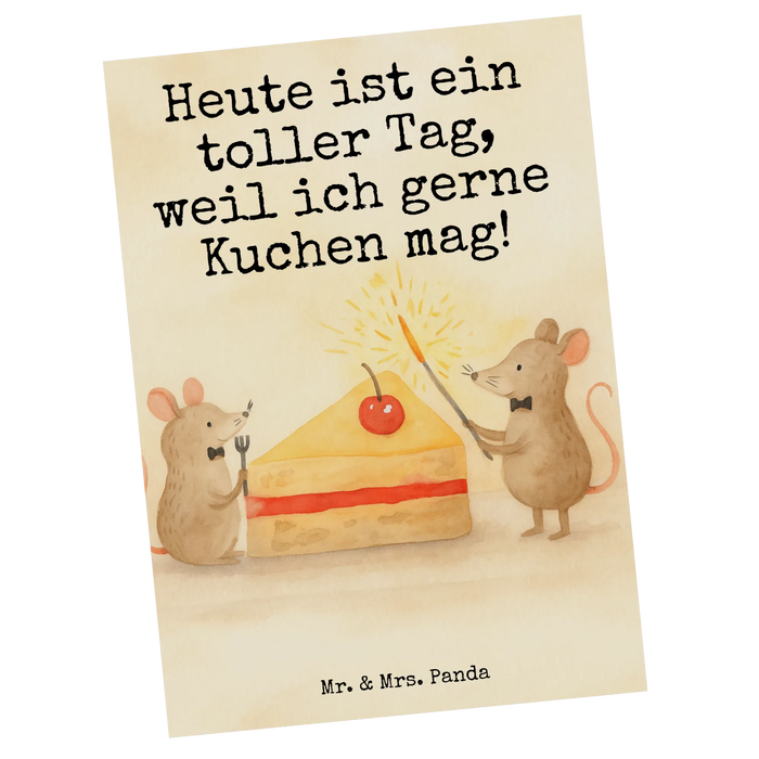 Postkarte Mäuse Kuchen Design