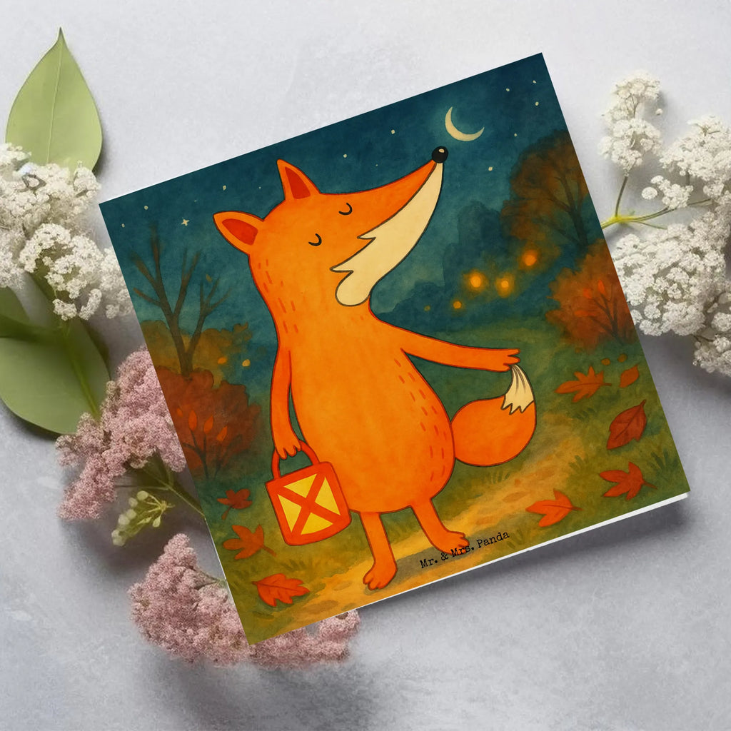 Deluxe Karte Fuchs Laterne Design Grußkarte, Geburtstagskarte, Hochwertige Grußkarte, Glückwunschkarte, Karte, Einladungskarte, Hochzeitskarte, Hochwertige Klappkarte, Klappkarte, Fuchs, Spruch trösten, Aufmuntern, Sankt Martin, Laternenumzug, Liebeskummer Spruch, Laterne, Cäsar Otto Hugo Flaischlen, Füchse