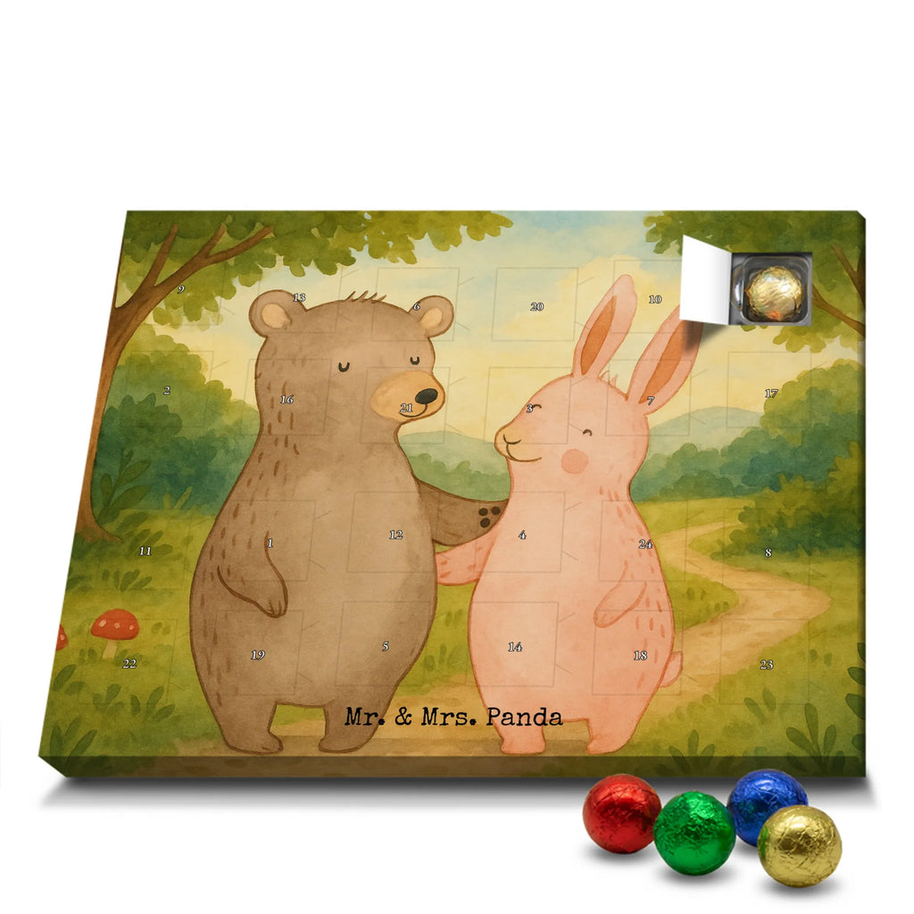 Chocolate advent calendar bear and rabbit Embrace Design Loving, Two, Together, Marriage, Proposal of marriage, Love gift, gift for her, gift for him, anniversary gift, friends, best friend, rabbit