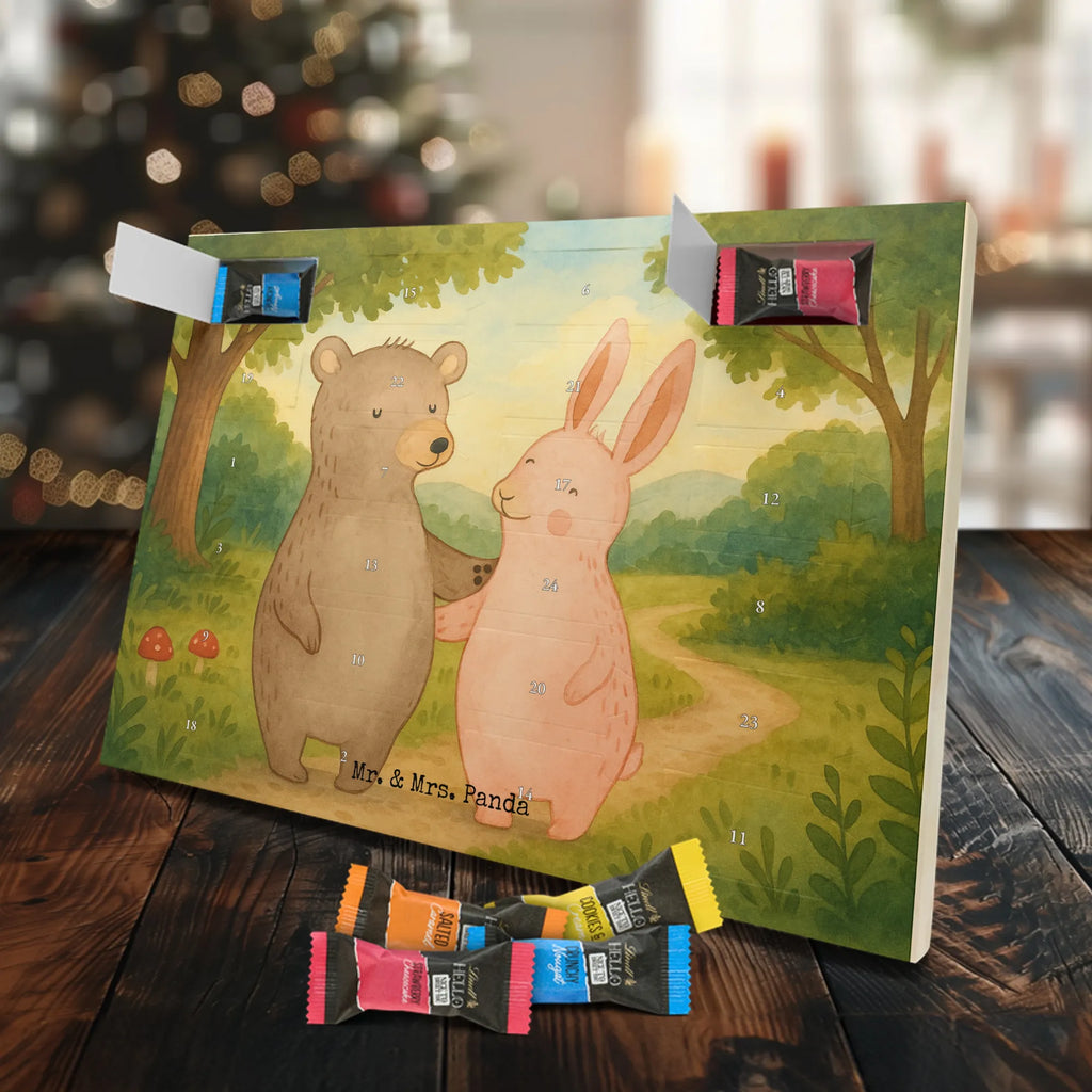 Chocolate advent calendar bear and rabbit Embrace Design Loving, Two, Together, Marriage, Proposal of marriage, Love gift, gift for her, gift for him, anniversary gift, friends, best friend, rabbit