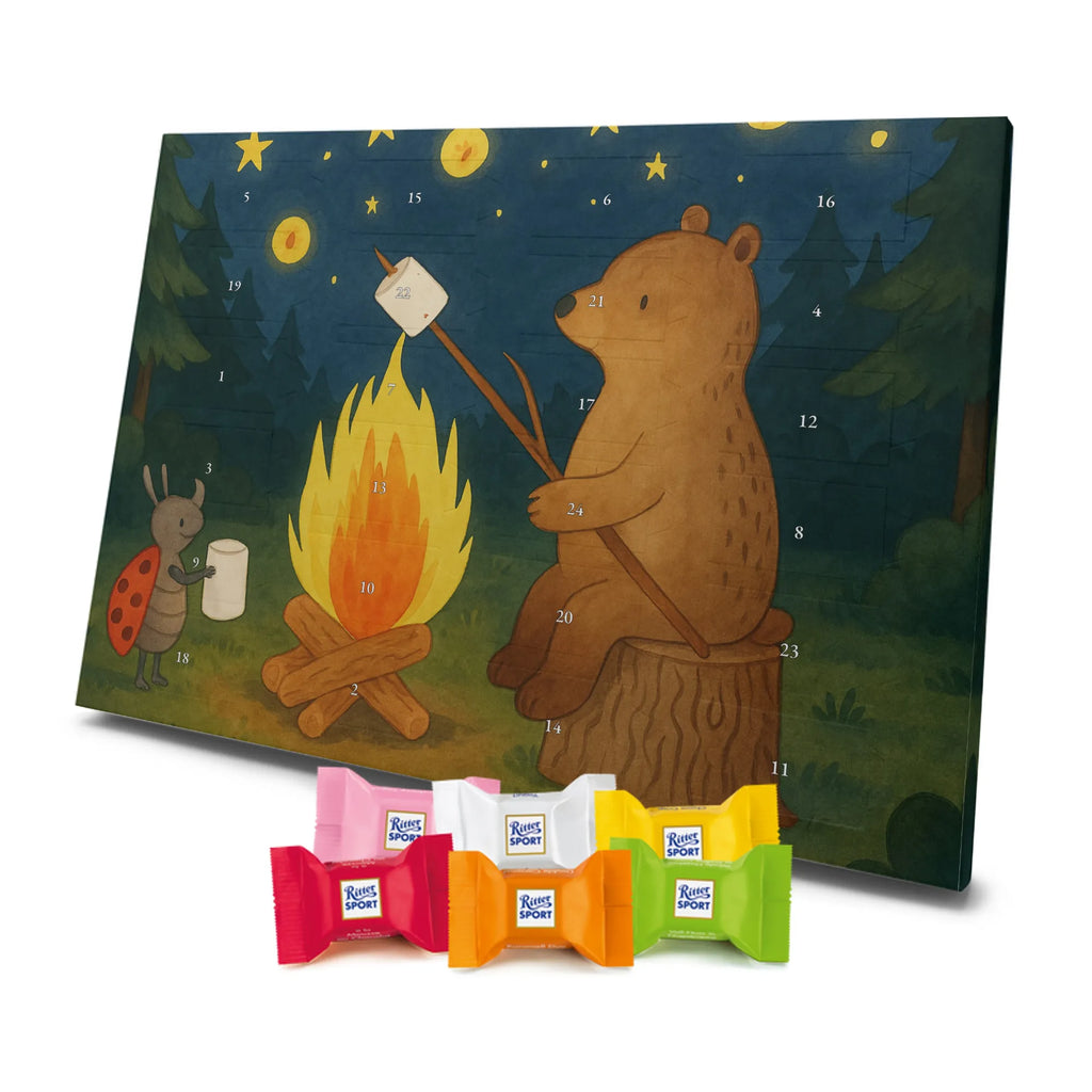 Chocolate advent calendar Bear & Ladybird campfire Design teddy bear, cuddly toy, Campfire