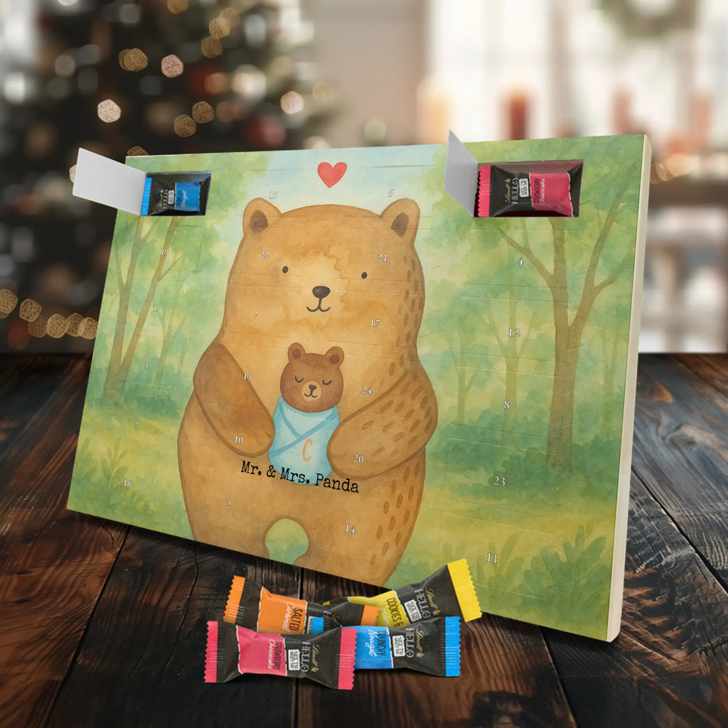 Chocolate advent calendar bear infant Design teddy bear, cuddly toy, grandchild, baptism, baptized child, nephew, birth, mother, birthday, parents, grandson, congratulations, niece