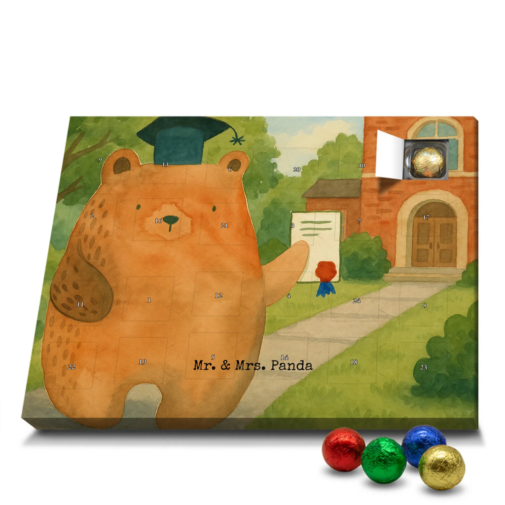 Chocolate advent calendar bear Test Design teddy bear, cuddly toy, diploma, degree, certificate, examinations, examination passed