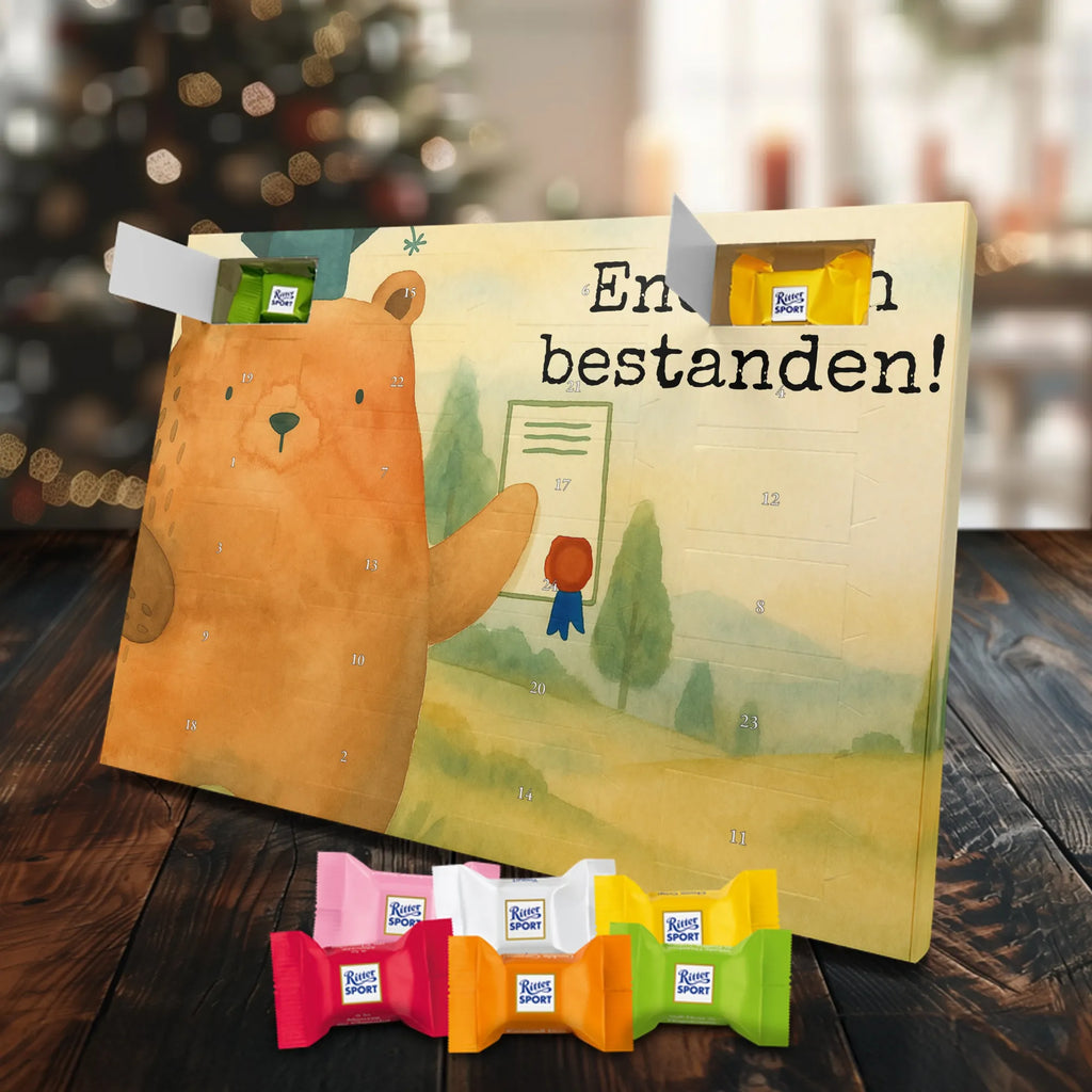 Chocolate advent calendar bear Test Design teddy bear, cuddly toy, diploma, degree, certificate, examinations, examination passed