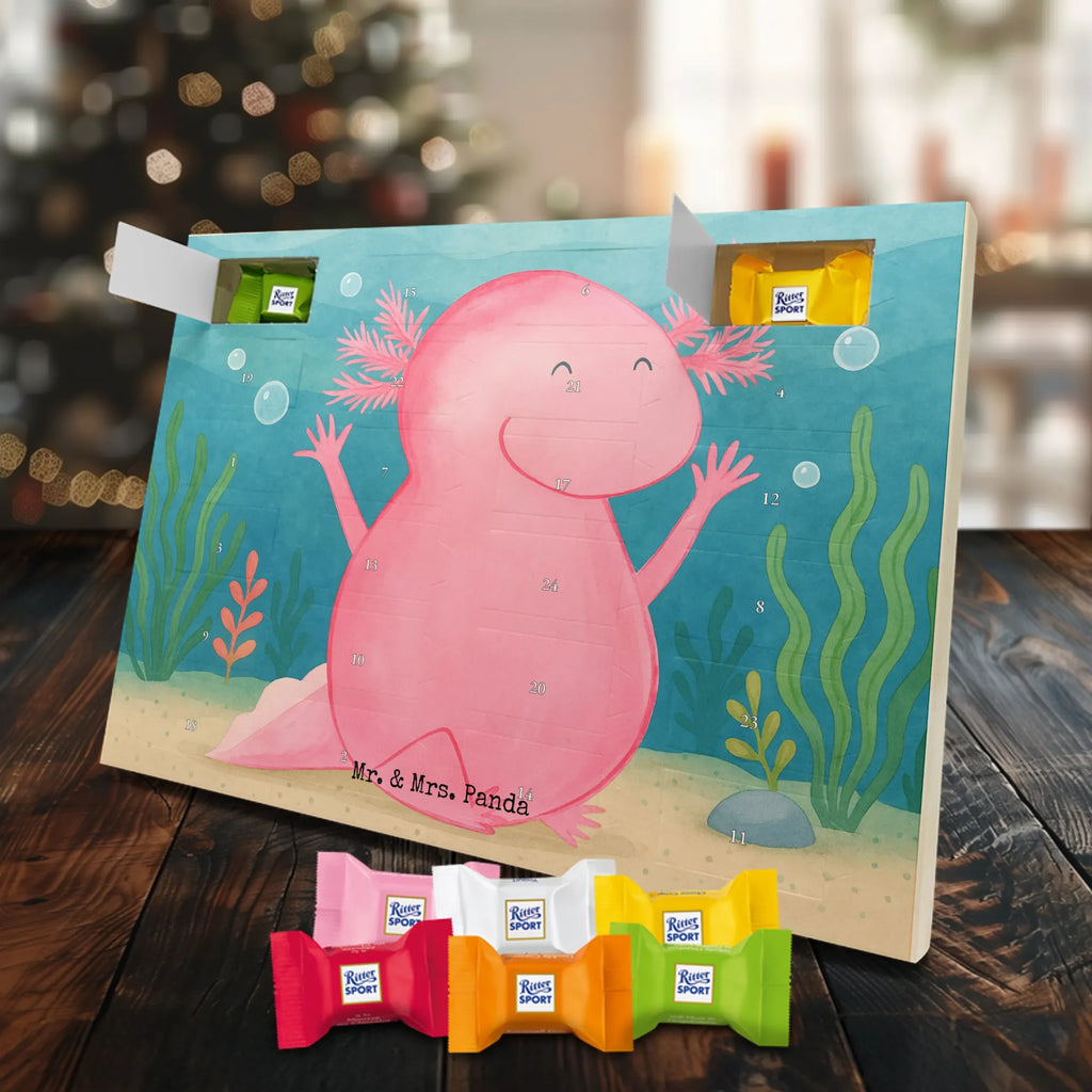 Chocolate advent calendar axolotl Hooray Design Axelotl, marine animals, Mexican walking fish, salamander, fun, joy, cheerful, satisfaction, tail, amphibian