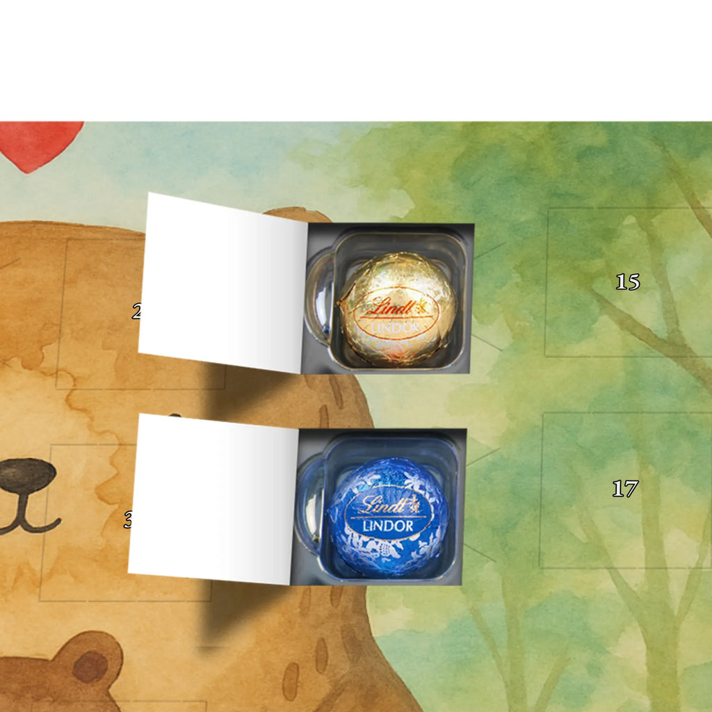 Chocolate advent calendar bear infant Design teddy bear, cuddly toy, grandchild, baptism, baptized child, nephew, birth, mother, birthday, parents, grandson, congratulations, niece