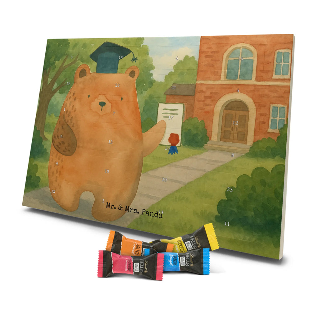 Chocolate advent calendar bear Test Design teddy bear, cuddly toy, diploma, degree, certificate, examinations, examination passed