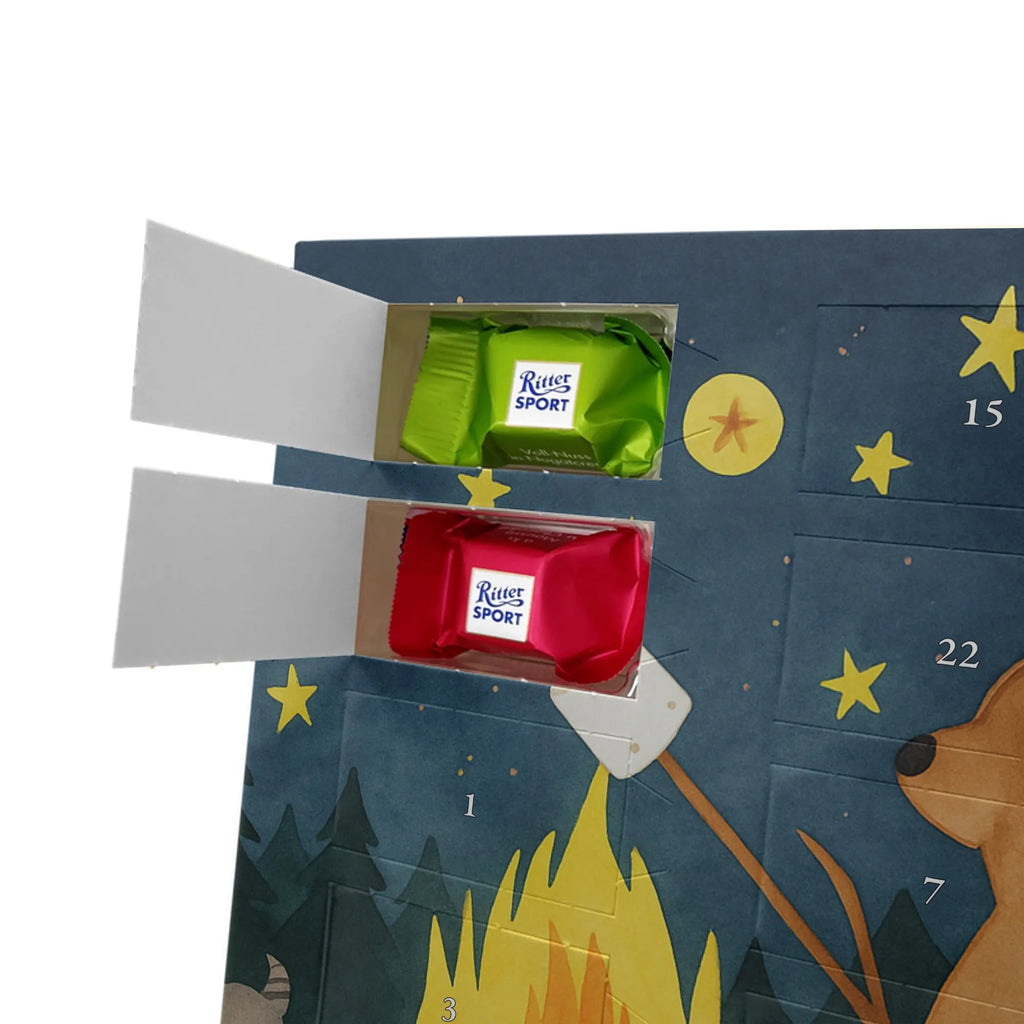 Chocolate advent calendar Bear & Ladybird campfire Design teddy bear, cuddly toy, Campfire