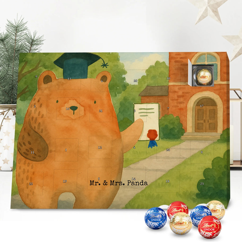 Chocolate advent calendar bear Test Design teddy bear, cuddly toy, diploma, degree, certificate, examinations, examination passed