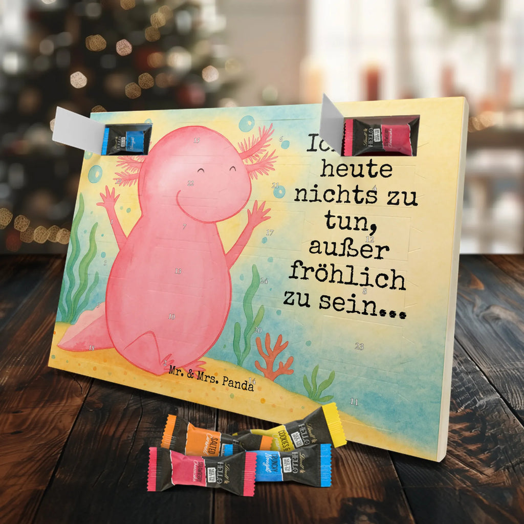 Chocolate advent calendar axolotl Hooray Design Axelotl, marine animals, Mexican walking fish, salamander, fun, joy, cheerful, satisfaction, tail, amphibian