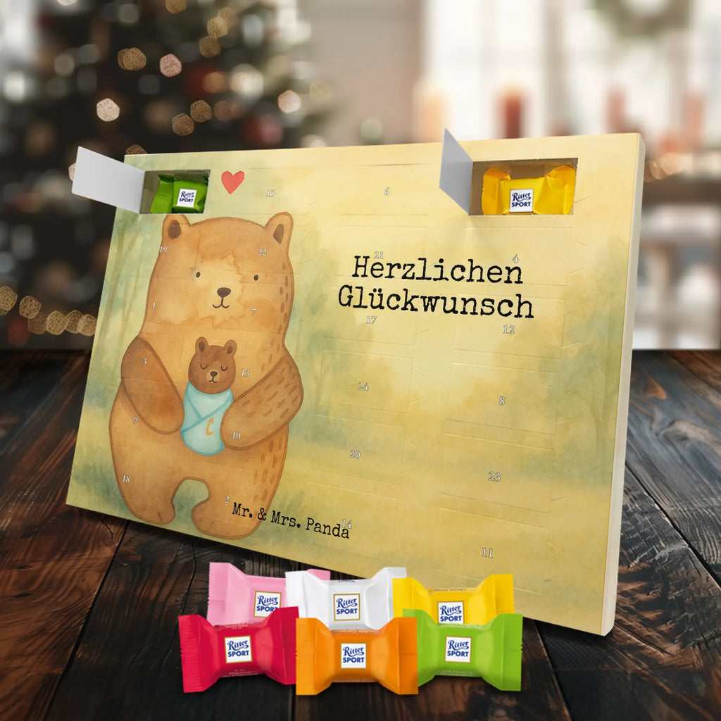 Chocolate advent calendar bear infant Design teddy bear, cuddly toy, grandchild, baptism, baptized child, nephew, birth, mother, birthday, parents, grandson, congratulations, niece