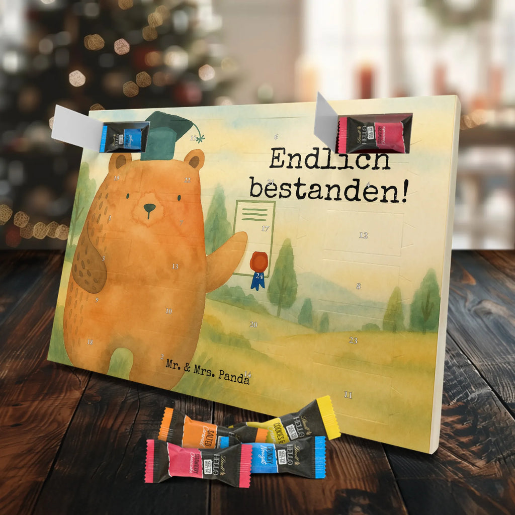 Chocolate advent calendar bear Test Design teddy bear, cuddly toy, diploma, degree, certificate, examinations, examination passed