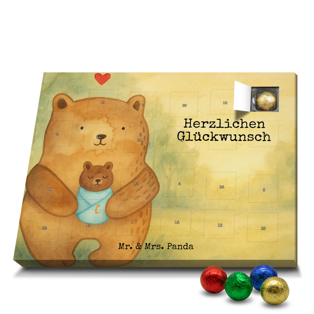 Chocolate advent calendar bear infant Design teddy bear, cuddly toy, grandchild, baptism, baptized child, nephew, birth, mother, birthday, parents, grandson, congratulations, niece