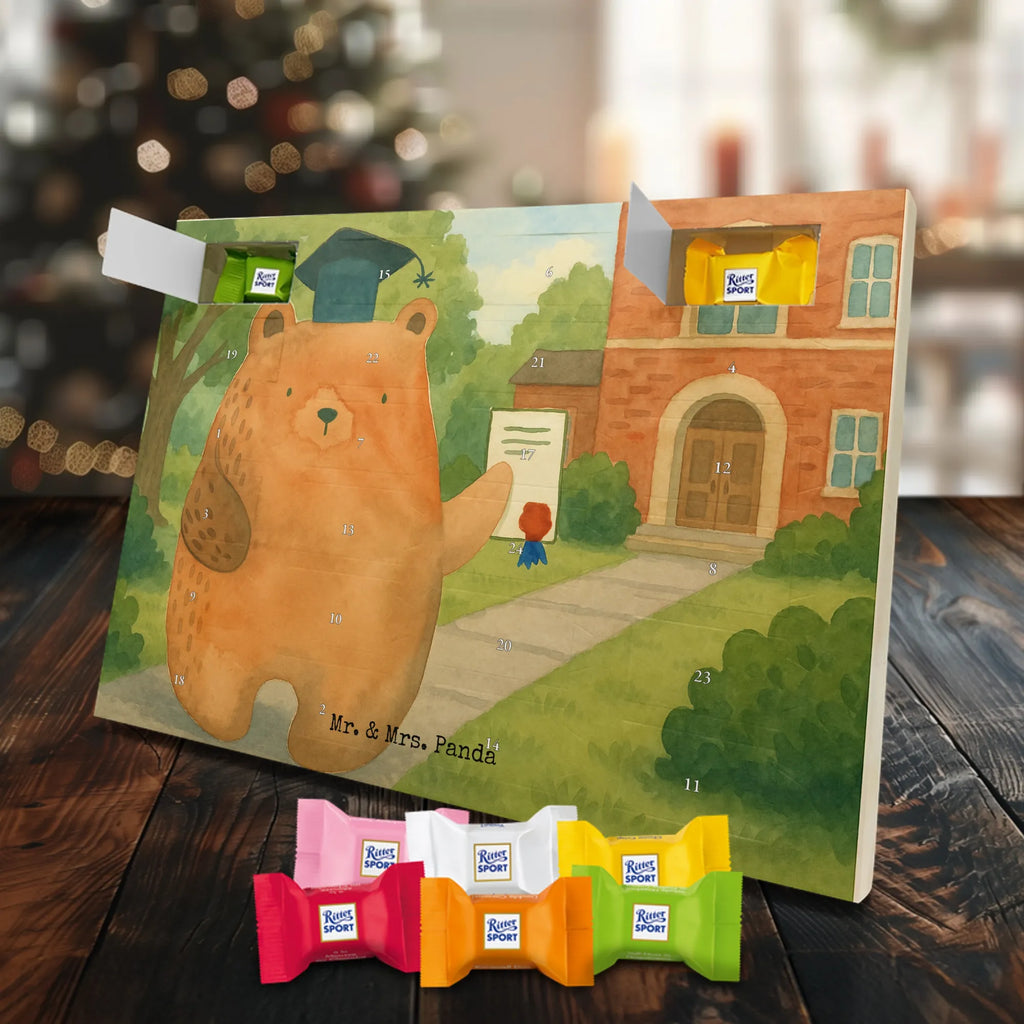 Chocolate advent calendar bear Test Design teddy bear, cuddly toy, diploma, degree, certificate, examinations, examination passed