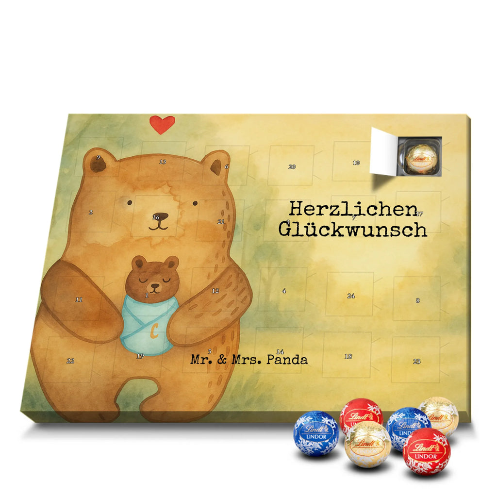 Chocolate advent calendar bear infant Design teddy bear, cuddly toy, grandchild, baptism, baptized child, nephew, birth, mother, birthday, parents, grandson, congratulations, niece