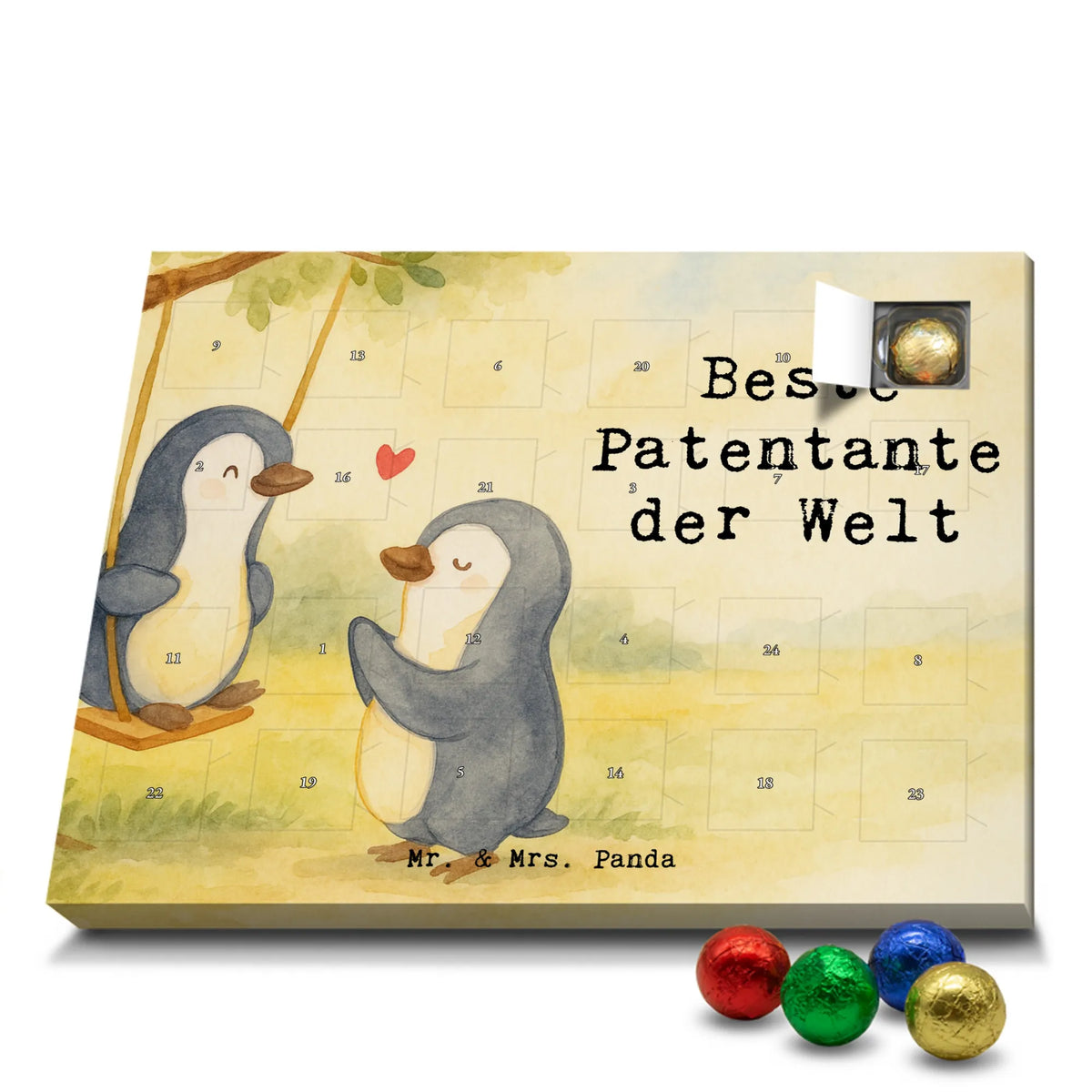 Chocolate advent calendar penguin Best godmother in the world Design thank you, giving, for, birthday present, gift, make you happy, gift tip, gift idea, birthday, godfather aunt, baptism, niece, favorite aunt, nephew, little thing, Godmother, christening partner