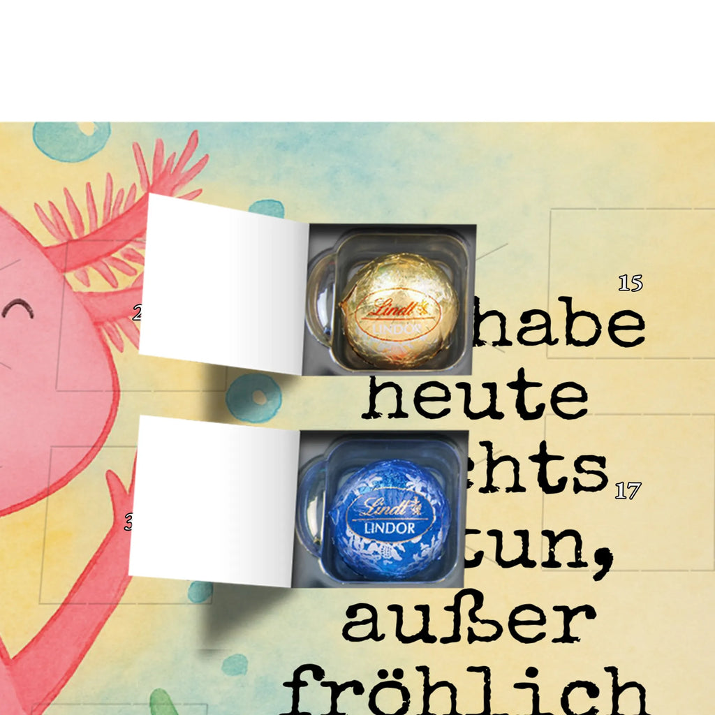 Chocolate advent calendar axolotl Hooray Design Axelotl, marine animals, Mexican walking fish, salamander, fun, joy, cheerful, satisfaction, tail, amphibian