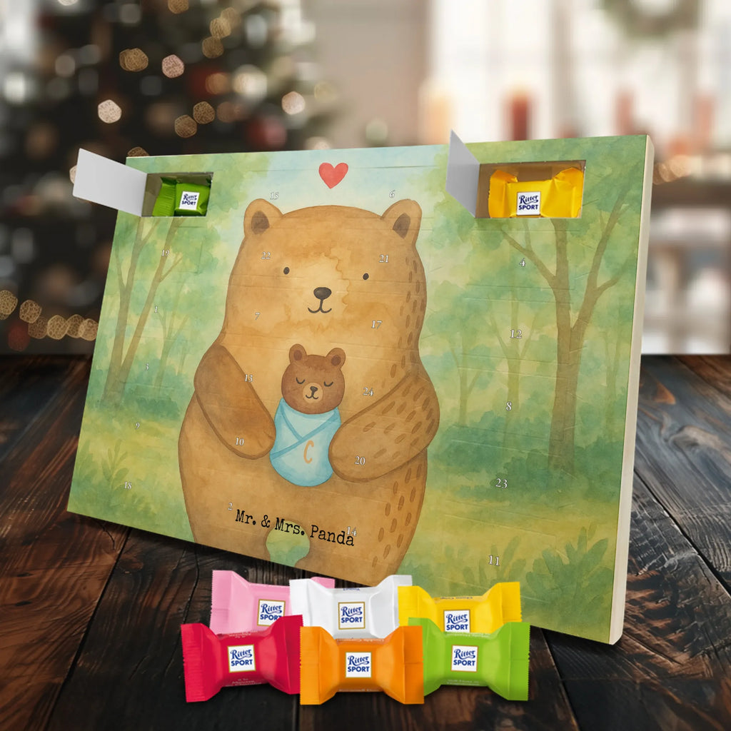 Chocolate advent calendar bear infant Design teddy bear, cuddly toy, grandchild, baptism, baptized child, nephew, birth, mother, birthday, parents, grandson, congratulations, niece