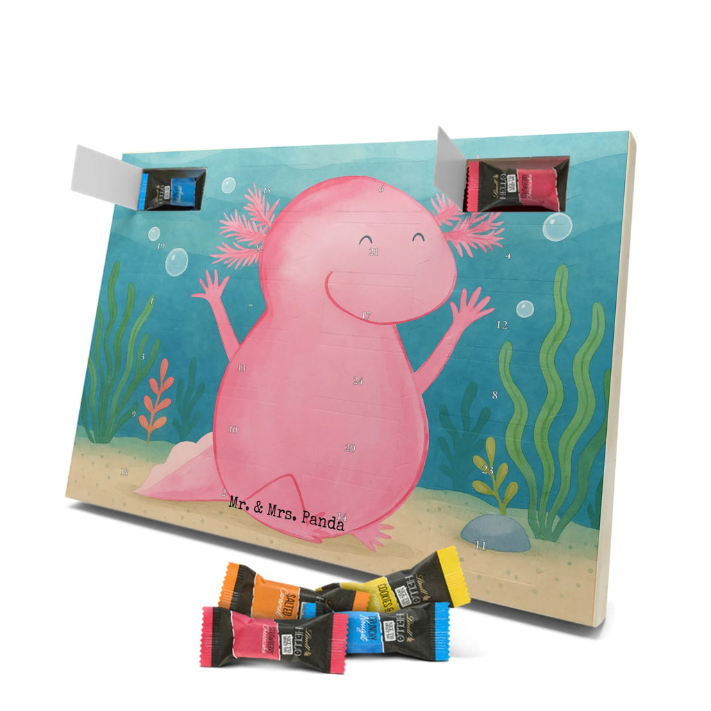 Chocolate advent calendar axolotl Hooray Design Axelotl, marine animals, Mexican walking fish, salamander, fun, joy, cheerful, satisfaction, tail, amphibian