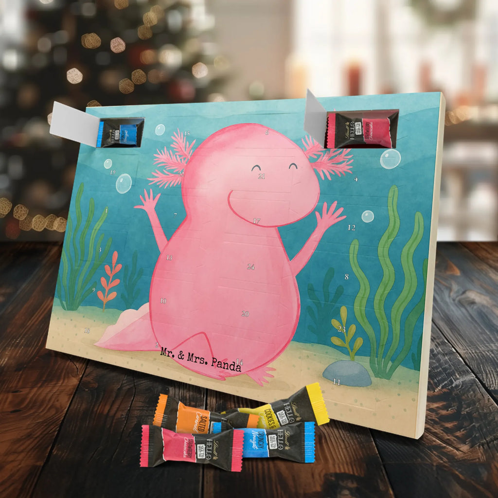 Chocolate advent calendar axolotl Hooray Design Axelotl, marine animals, Mexican walking fish, salamander, fun, joy, cheerful, satisfaction, tail, amphibian