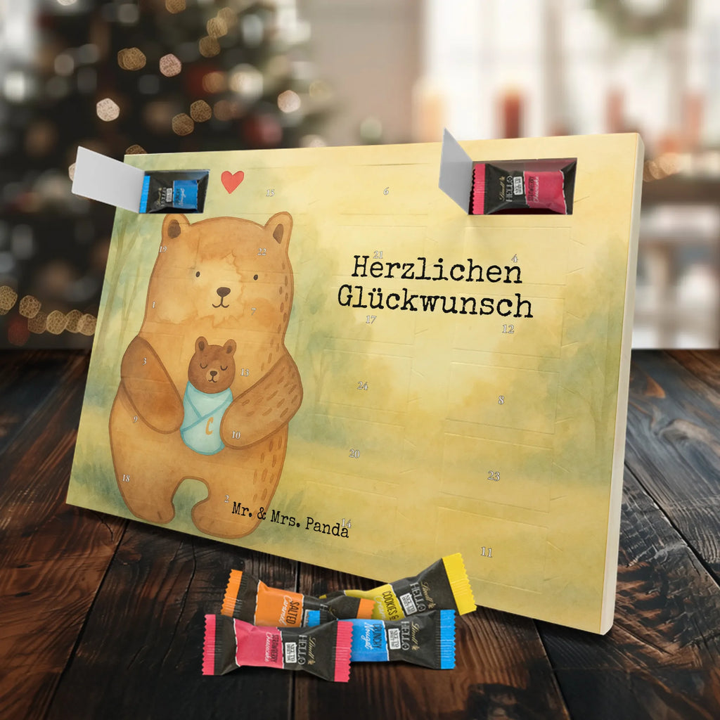 Chocolate advent calendar bear infant Design teddy bear, cuddly toy, grandchild, baptism, baptized child, nephew, birth, mother, birthday, parents, grandson, congratulations, niece