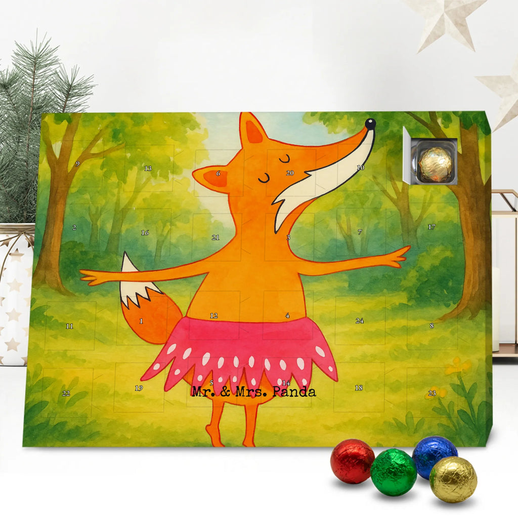 Chocolate advent calendar Fox ballerina Design animal lover, foxes, forest wildlife, clever as a fox, vixen, dancer, invitation, birthday, fox saying, dancing, ballet