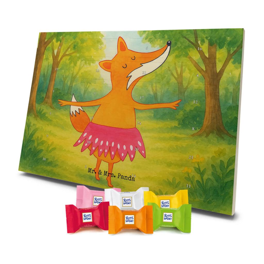 Chocolate advent calendar Fox ballerina Design animal lover, foxes, forest wildlife, clever as a fox, vixen, dancer, invitation, birthday, fox saying, dancing, ballet