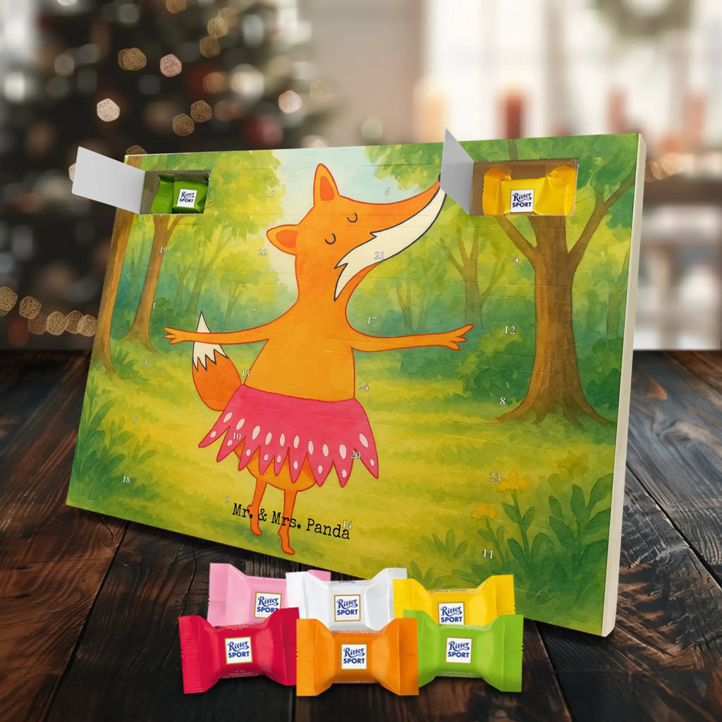 Chocolate advent calendar Fox ballerina Design animal lover, foxes, forest wildlife, clever as a fox, vixen, dancer, invitation, birthday, fox saying, dancing, ballet