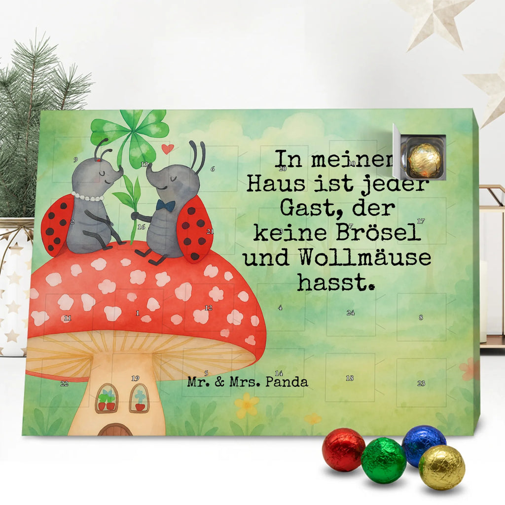 Chocolate advent calendar ladybug toadstool Design card, gift ideas, gifts, small animals, cute, cute animal motives, hand drawn, funny sayings, good mood, special gifts, animal lover, house of fleshy fungi, flat, toadstool, ladybird, at home