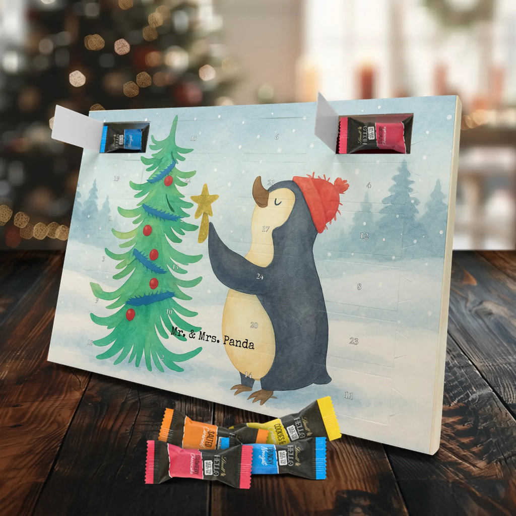 Chocolate advent calendar penguin Christmas tree Design Christmas time, snow