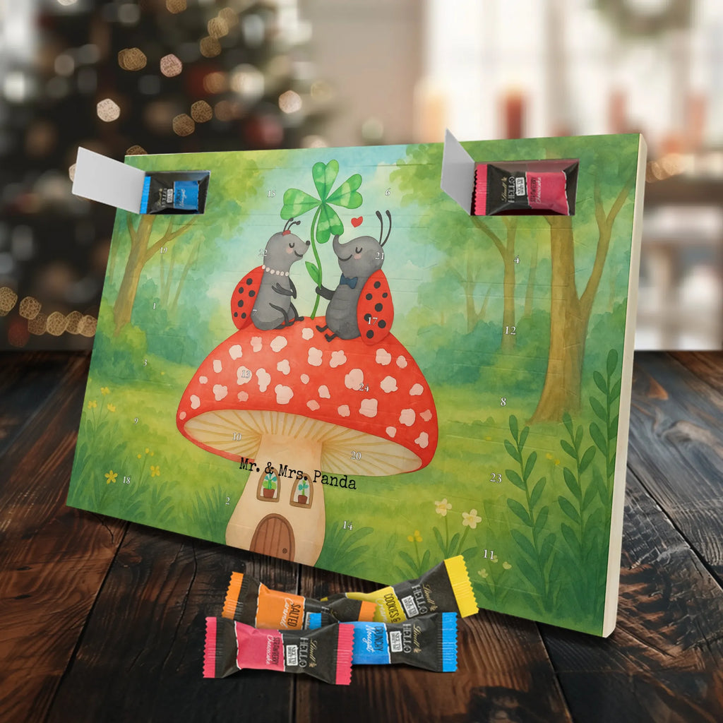 Chocolate advent calendar ladybug toadstool Design card, gift ideas, gifts, small animals, cute, cute animal motives, hand drawn, funny sayings, good mood, special gifts, animal lover, house of fleshy fungi, flat, toadstool, ladybird, at home