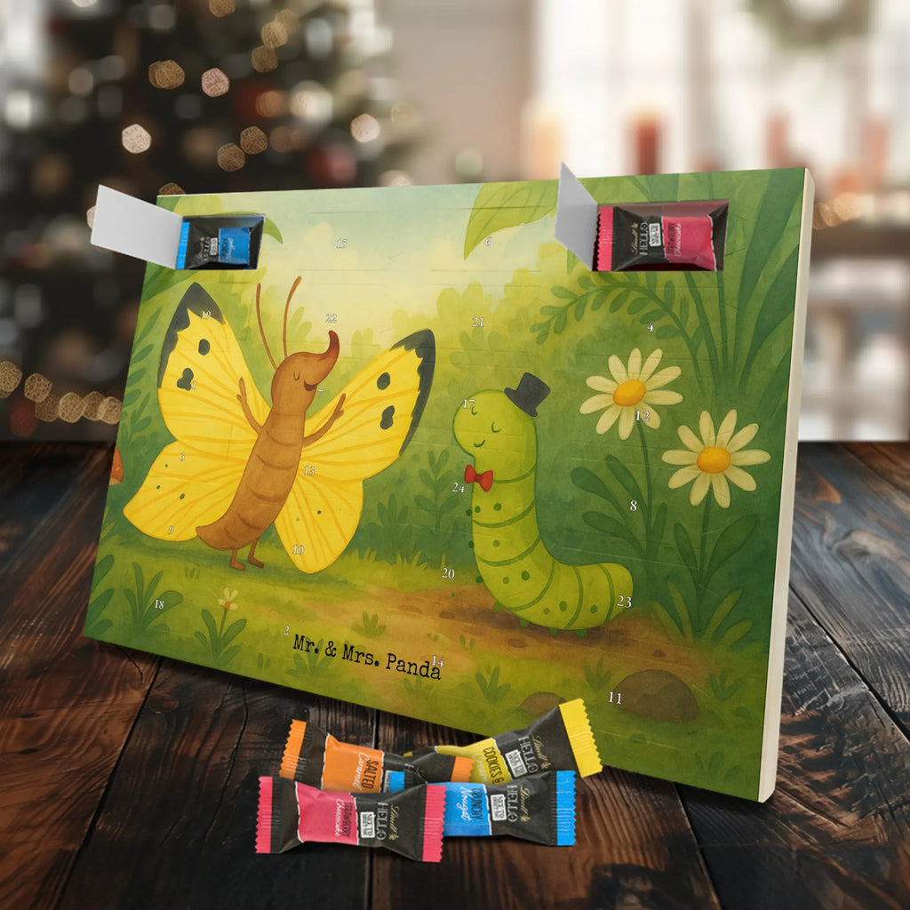 Chocolate advent calendar Caterpillar butterfly Design card, gift ideas, gifts, small animals, cute, cute animal motives, hand drawn, funny sayings, good mood, special gifts, animal lover, development, Caterpillar, butterfly, lemon butterfly, growing up, cocoon, hat, beauty
