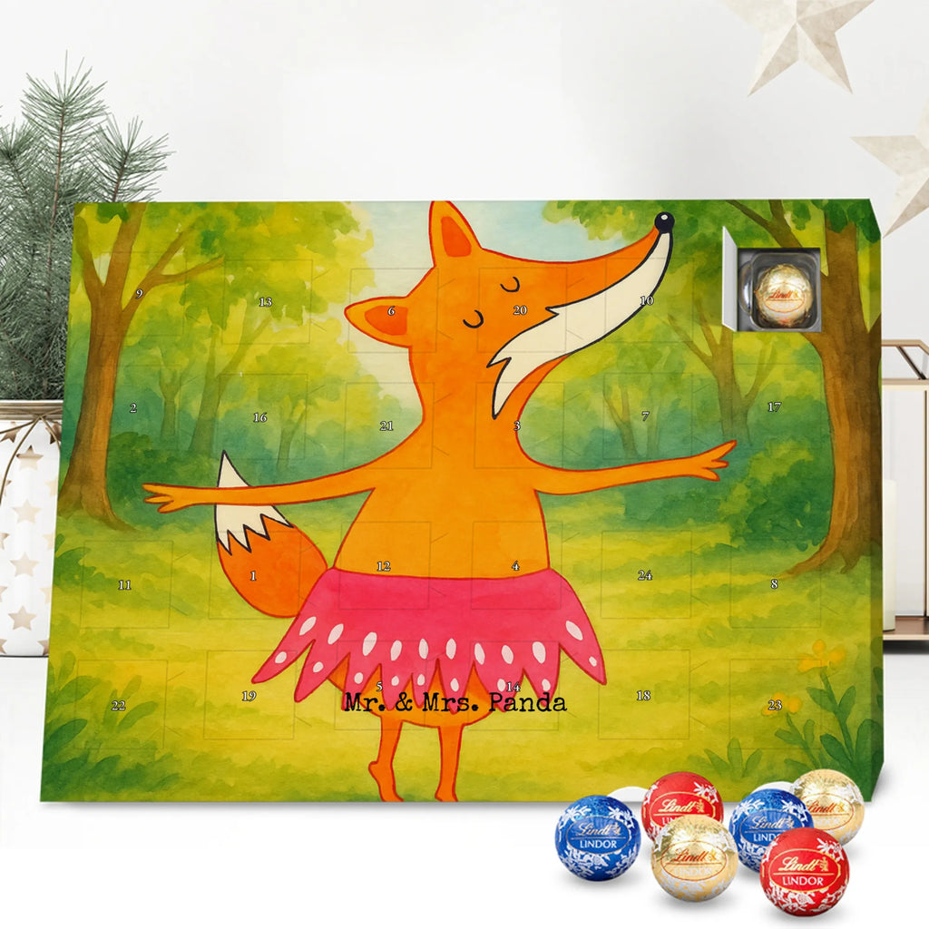 Chocolate advent calendar Fox ballerina Design animal lover, foxes, forest wildlife, clever as a fox, vixen, dancer, invitation, birthday, fox saying, dancing, ballet