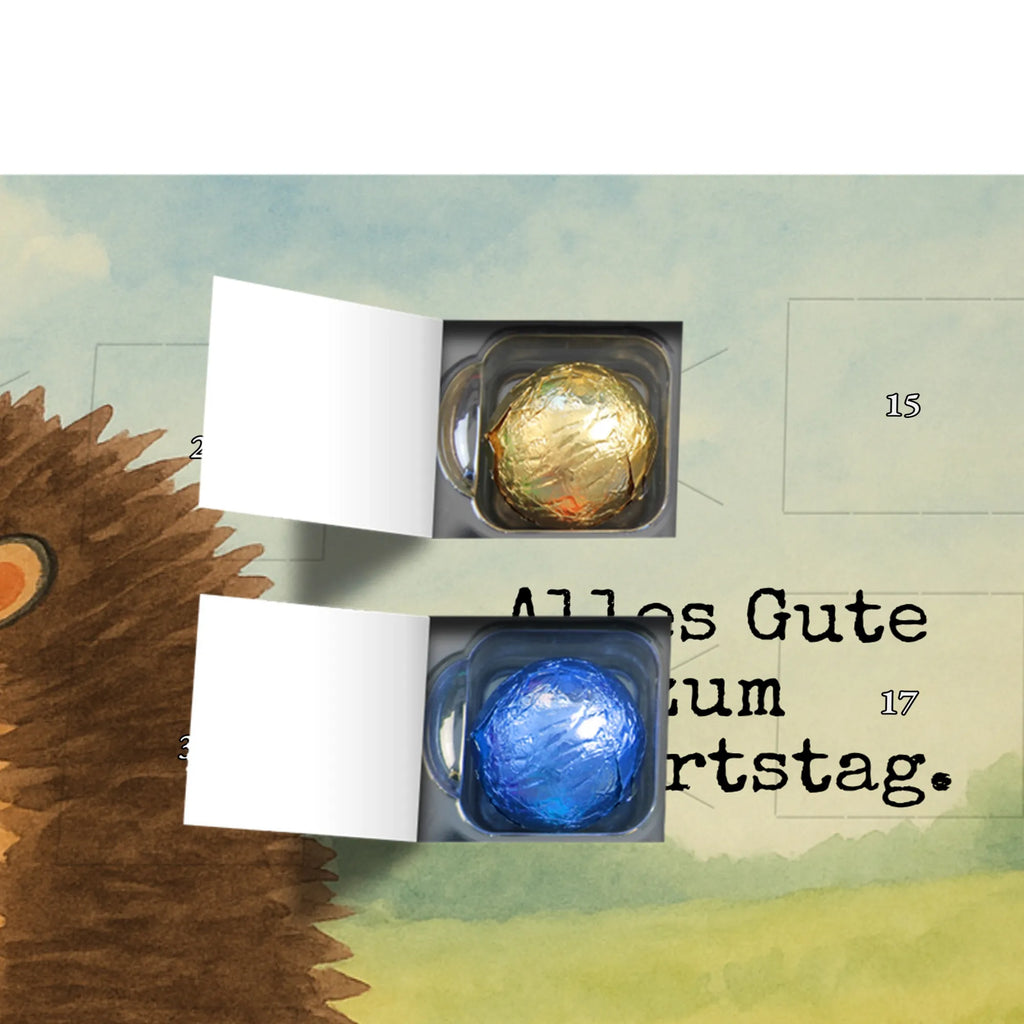 Chocolate advent calendar Hedgehog balloon Design card, gift ideas, gifts, small animals, cute, cute animal motives, hand drawn, funny sayings, good mood, special gifts, animal lover, Balloon, Birthday, Birthday Child