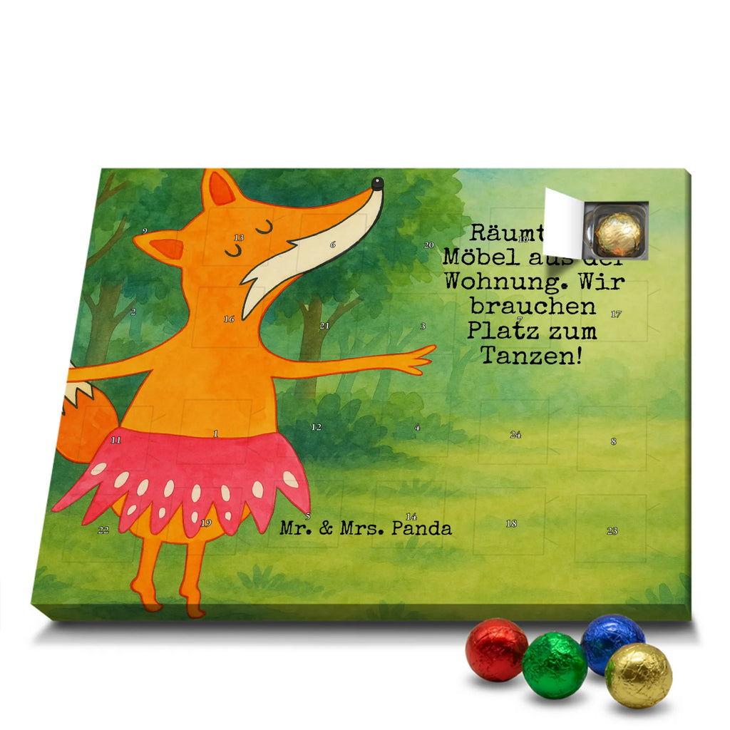 Chocolate advent calendar Fox ballerina Design animal lover, foxes, forest wildlife, clever as a fox, vixen, dancer, invitation, birthday, fox saying, dancing, ballet