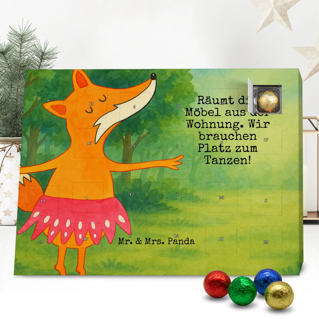 Chocolate advent calendar Fox ballerina Design animal lover, foxes, forest wildlife, clever as a fox, vixen, dancer, invitation, birthday, fox saying, dancing, ballet