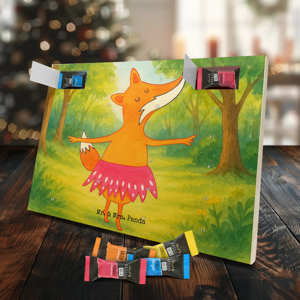 Chocolate advent calendar Fox ballerina Design animal lover, foxes, forest wildlife, clever as a fox, vixen, dancer, invitation, birthday, fox saying, dancing, ballet