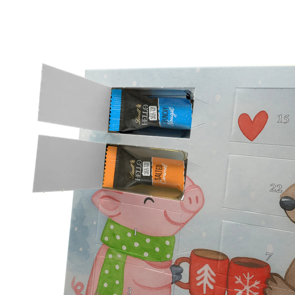 Chocolate advent calendar Glowing Pig Bash Design snow, Christmas time