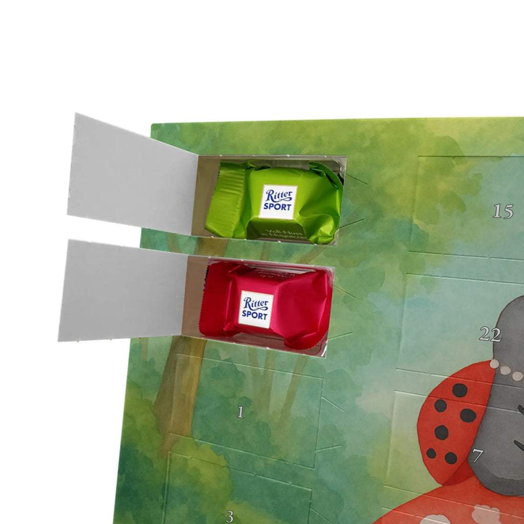 Chocolate advent calendar ladybug toadstool Design card, gift ideas, gifts, small animals, cute, cute animal motives, hand drawn, funny sayings, good mood, special gifts, animal lover, house of fleshy fungi, flat, toadstool, ladybird, at home