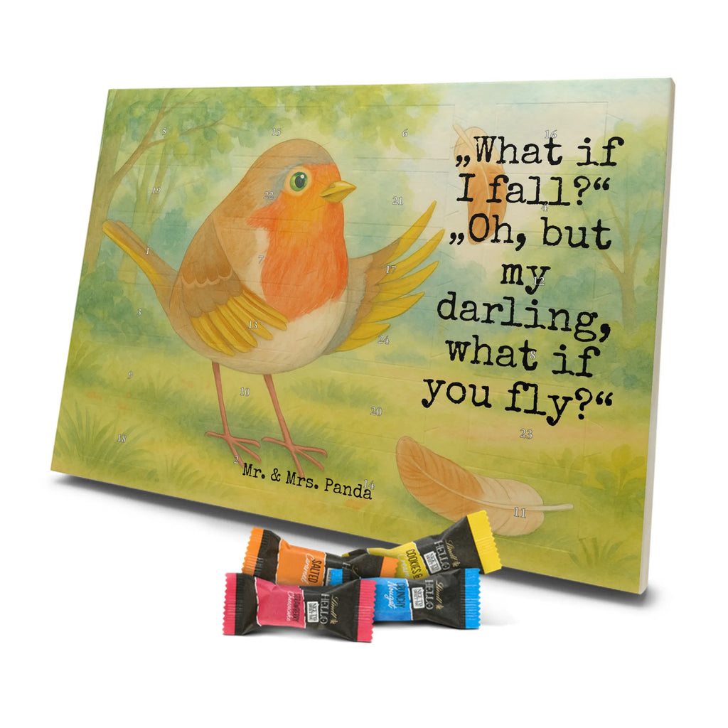 Chocolate advent calendar robin feathers Design card, gift ideas, gifts, small animals, cute, cute animal motives, hand drawn, funny sayings, good mood, special gifts, animal lover, bird, slogan courage, flying, motivation pictures, robin, motivation slogans, slogan motivation