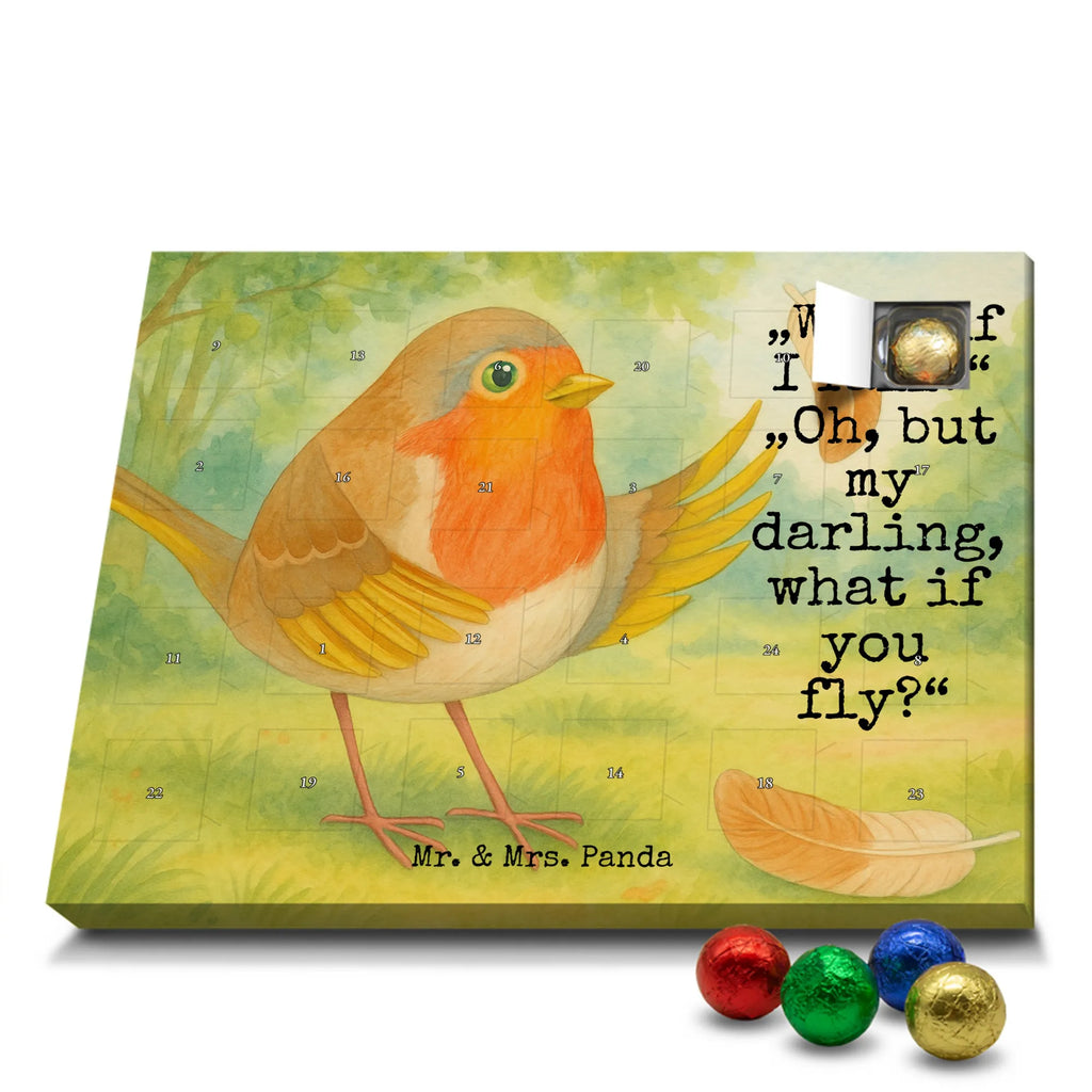 Chocolate advent calendar robin feathers Design card, gift ideas, gifts, small animals, cute, cute animal motives, hand drawn, funny sayings, good mood, special gifts, animal lover, bird, slogan courage, flying, motivation pictures, robin, motivation slogans, slogan motivation