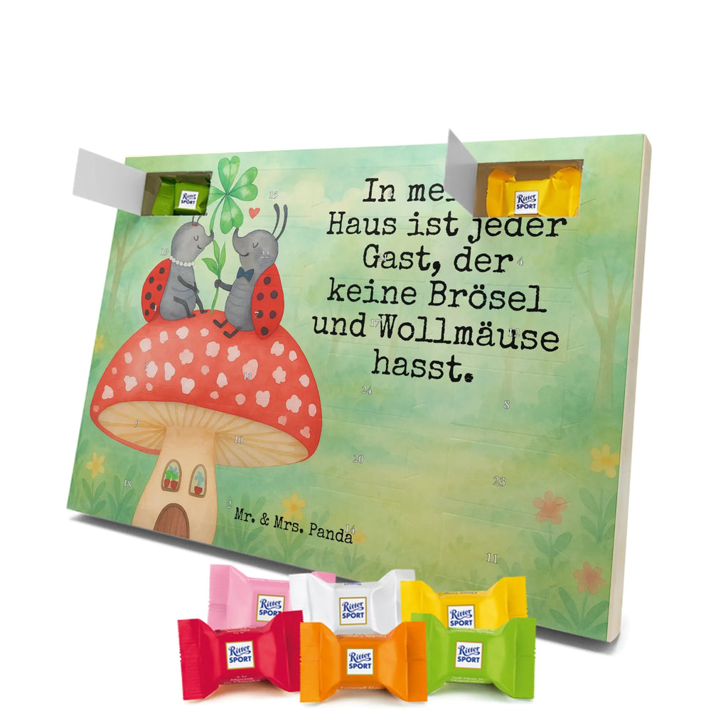 Chocolate advent calendar ladybug toadstool Design card, gift ideas, gifts, small animals, cute, cute animal motives, hand drawn, funny sayings, good mood, special gifts, animal lover, house of fleshy fungi, flat, toadstool, ladybird, at home