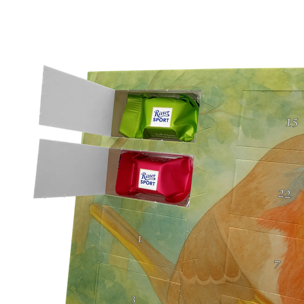 Chocolate advent calendar robin feathers Design card, gift ideas, gifts, small animals, cute, cute animal motives, hand drawn, funny sayings, good mood, special gifts, animal lover, bird, slogan courage, flying, motivation pictures, robin, motivation slogans, slogan motivation