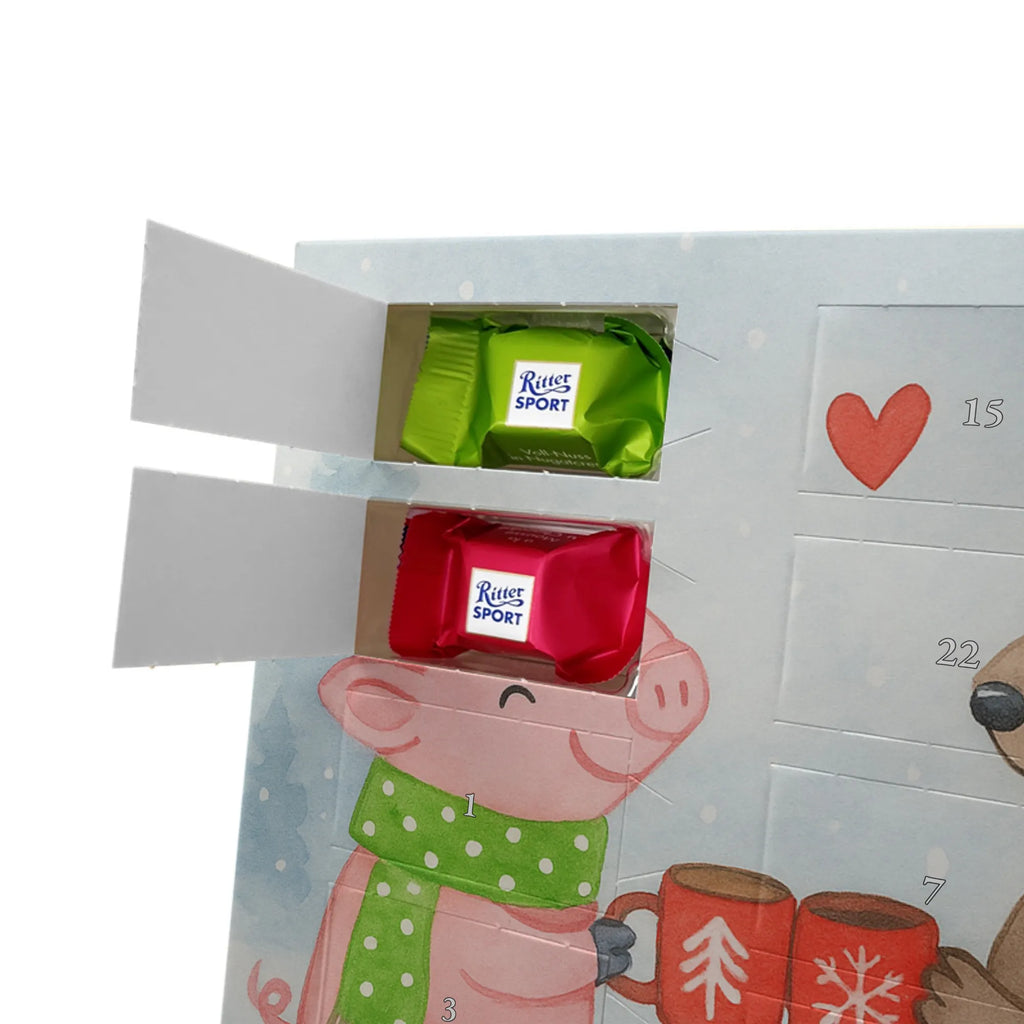 Chocolate advent calendar Glowing Pig Bash Design snow, Christmas time