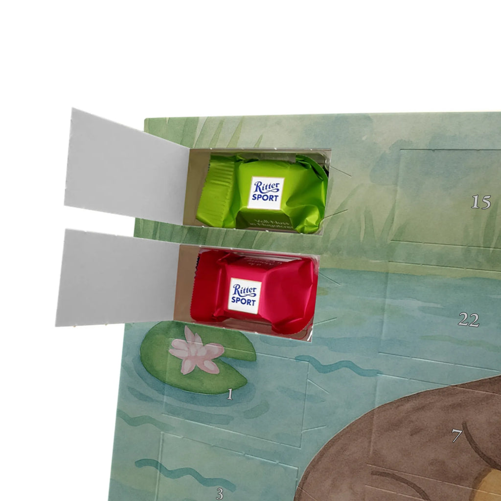 Chocolate advent calendar otter Water Lily Design animal lover, marten, sea otter, European otter, water mammal, aquatic animal, baby otter, predator, water, otter gifts, gift ideas for animal lovers, animal, mammal, water animal, gifts for people in love