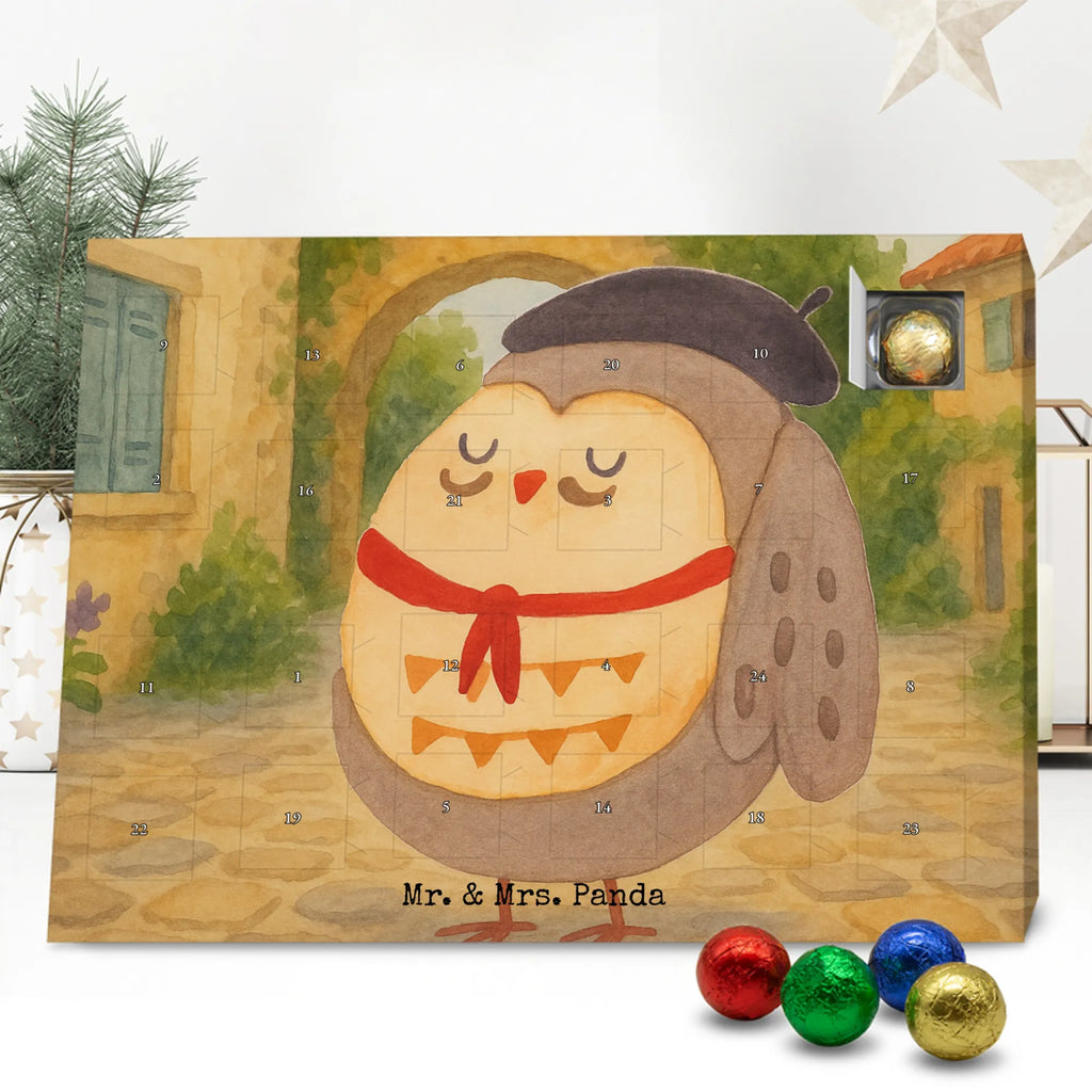 Chocolate advent calendar Owl France Design gift ideas, birthday present, forest animal, bird, nocturnal, illustrated, romantic gift, owl decor, Say beautiful, Life is beautiful, France, Owls, Say French, Owl decoration
