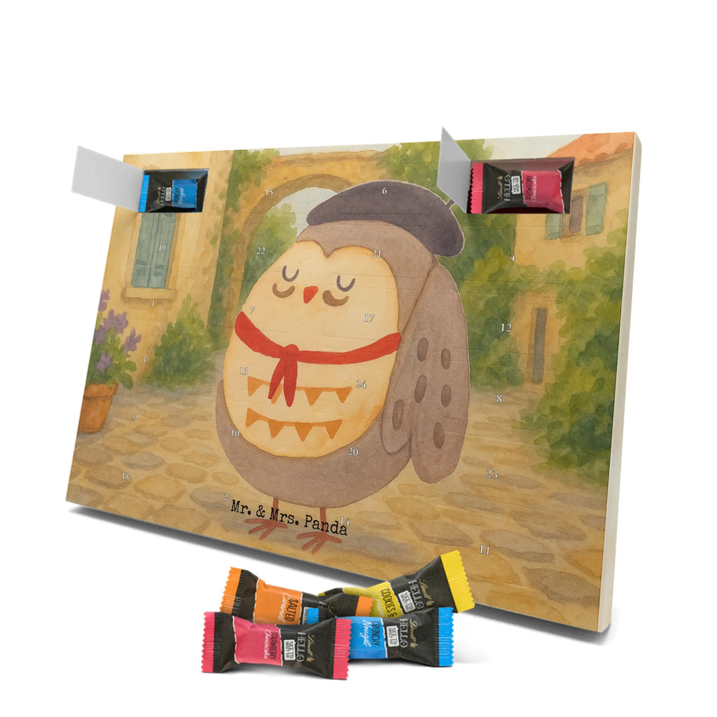 Chocolate advent calendar Owl France Design gift ideas, birthday present, forest animal, bird, nocturnal, illustrated, romantic gift, owl decor, Say beautiful, Life is beautiful, France, Owls, Say French, Owl decoration